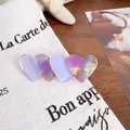 Eleganter Haarclip mit lila und schillernden Azetat-Herzen im vierteiligen Design - Phantom Lila (6.5cm)