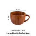 Handcrafted jujube wood coffee mug with ergonomic handle, 240ml capacity, natural wood grain - Large Coffee Cup with Handle