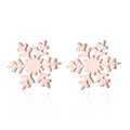 Detailansicht der roségoldenen Schneeflocken-Ohrringe mit spiegelnder Metalloberfläche - Roségold