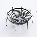 Black metal spider web candy bowl for Halloween party table decoration - With Stand Style / Black