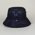Dunkelblauer Fischerhut aus Spitze mit 3D-Schmetterlingsstickerei und atmungsaktivem Netz - M (56-58cm) / Schwarz