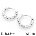 Aros clásicos de plata con diseño de bolas punteadas de 13x2,5mm estilo minimalista - Estilo de Aro con Cuentas (KE117432-GC) / 13x2.5mm / Color Acero