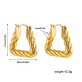 Detailed size chart for 18K gold triangle twisted hoop earrings with weight and dimensions - Gold Twisted Triangle Hoop