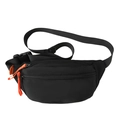 Waterproof black crossbody chest bag with vibrant orange zipper pullers and PENG tag - Black