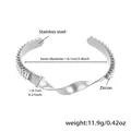Bracelet torsadé en acier inoxydable argenté avec zircons rectangulaires pour femmes - Bracelet Couleur Acier (Z225)