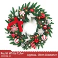 50cm beleuchteter Weihnachtskranz mit rot-weißen Ornamenten und LED-Lichtern - 50cm Rot und Weiß