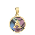 Pendentif doré avec lettre A et motif tourbillon coloré plaqué or 18 carats chic - A-Coquille Multicolore