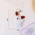 Portachiavi cucciolo in peluche bianco con orecchie marroni, misura 11cm per 7cm - Cane urlante bianco (Portachiavi in argento)