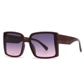 Burgundy oversized square sunglasses with purple gradient lenses and V-shaped temple detail - Wine Red Frame Grey Pink