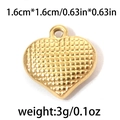Golden heart pendant in stainless steel with grid texture and size specifications - TP0757-Gold-1.6x1.6cm