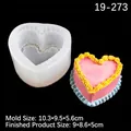 3D heart silicone mold for DIY candles and soaps with wave texture and floral pattern - 19-273 / Clear