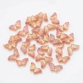 Champagne gold gradient butterfly glass beads for DIY jewelry making accessories - Wine Red Plated