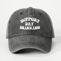 Casquette de baseball en coton lavé gris anthracite avec broderie blanche Support - Taille unique / Noir