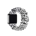 Elastic scrunchie watch band with black and white leopard print for Apple Watch - White Leopard