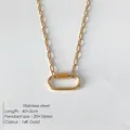 14K gold plated stainless steel paperclip chain necklace with oval carabiner clasp - Paperclip Necklace Style (XNL0055) / Small Clasp 20x10mm / Gold