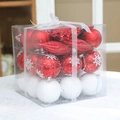 Red and white Christmas ornament set with snowflakes in a gift box and white ribbon - Red Series 7cm-Irregular Shape Set