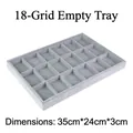 Gray 18-grid velvet jewelry tray for ring storage, size 35x24x3cm for display organizers - Grey Ice Velvet 18-Grid Tray