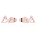 Double layered heart-shaped stainless steel stud earrings in elegant rose gold finish - 102 Heart - Rose Gold
