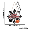 Halloween spider web door sign with ghost and pumpkin motifs including size dimensions - Hollow Spider Web Style