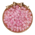Pink crackle-glass round beads in a golden bow tray for DIY jewelry making - 50Pcs/8mm / Crackle Bead - Pink