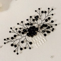 Handmade black beaded bridal hair comb with vintage branch design for parties - Hs-j6888