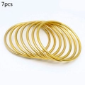 7-piece set of 2mm thin 18k gold-plated stainless steel stackable bangles for women - 55mm / Gold / Set of 7 Pieces