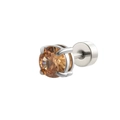 Orecchino a perno in acciaio inossidabile argento con zircone cubico arancione tondo - Argento Champagne