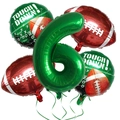 Detail von Football-Party-Set mit grüner Nummer 6 und Touchdown-Luftballons - Zahl 6