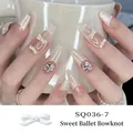 Ciondoli per unghie con fiocco di perle bianche per manicure eleganti stile balletto - Nastro da Balletto Bianco