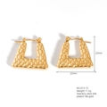 Golden 18k plated irregular stainless steel earrings with crocodile skin texture - Crocodile Pattern Trapezoid Style (22x22mm)