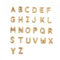 Golden chubby bubble alphabet pendants set from A to Z in stainless steel finish - Set of 26