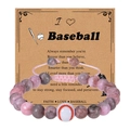 Dettaglio del bracciale da baseball in pietra zebra rosa su carta motivazionale - Bracciale da Baseball-1