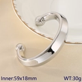 Silver stainless steel C-shaped cuff bangle with sphere ends and mirror polished finish - Steel Color (KB188549-GC)