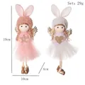 Set aus rosa und weißen Engel-Hasenpuppen mit Tüllröcken und Goldflügeln für Weihnachten - Lange Hasenohr-Engel-Set (Weiß + Rosa)
