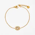 Bracciale in acciaio inossidabile dorato con zircone verde ovale e ciondolo a girasole - Oro Zirconia Bianca(SBK153)