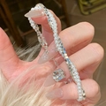 Double-layered bracelet set featuring white pearls and silver square metal cubes for women - Double Layer Artificial Pearl Square (SL1090)
