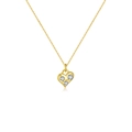 Collana a cuore in argento sterling S925 dorato con tre pietre di zircone scintillanti - Oro 18K