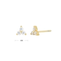 Macro detail of 4mm S925 silver gold-plated triangle stud earrings with clear zircons - 18K Gold Plated 925 Silver - White Zirconia