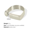 Eleganter silberner offener Ring aus Edelstahl, Größe US 6, Breite 6mm, geometrisch - Silberner Stil (US 7# Verstellbar) / US 7#