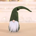 Nordic Christmas gnome ornament with dark green wool hat and white faux beard decor - Green Forest Gnome
