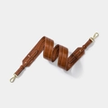 Brown crocodile embossed leather strap with gold buckle and white contrast stitching - Brown Strap Gold Buckle