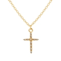 Cross necklace with faux pearls and sparkling crystal inlay on a gold-plated chain - Gold Pave Rhinestone Necklace (5858001)