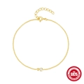 Minimalist S925 sterling silver gold bracelet with a single crystal and round bead - 925 Silver / Gold