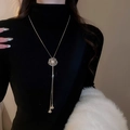Minimalist adjustable butterfly gold long sweater necklace with white pearl tassel - Pearl Tassel Gold Style (41#)
