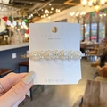 Elegant white faux pearl cluster hair clip with silver base on packaging card - 43# D Style Silver Pearl Cluster Clip / Silver/White