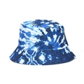 Blue and white tie-dye cotton bucket hat with sun protection and reinforced stitching - Blue White Radial Tie-dye (#26)