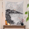 Detail of tapestry with landscape pattern and colorful stitching on a cozy wall decor - 73X95CM / Brushed Fabric / QY628-1/Landscape Sun