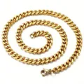 Collar de cadena cubana chapado en oro de 18k de acero inoxidable con cierre de mosquetón - Cadena Cubana Dorada (5.0*55cm)