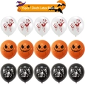 15pcs 12-inch Halloween latex balloons with pumpkin, skull, and bloody handprint designs - Orange, White And Black Balloon Set Style Two