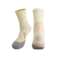 Thickened beige crew basketball socks with orange and gray stripes and towel bottom sole - Kids One Size / Medium Apricot/Orange
